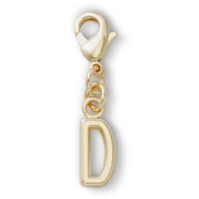 Berloque Jibbitz™ com a letra D dourada