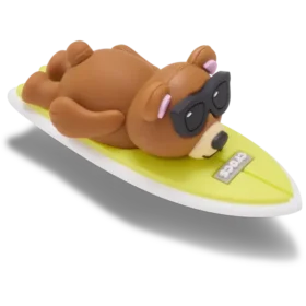Berloques Jibbitz™ 3D com Urso a Surfar