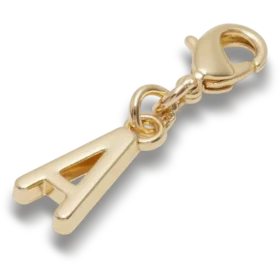 Berloques Jibbitz™ com a letra «A» dourada