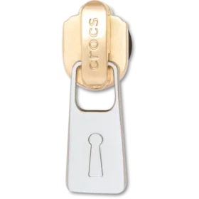 Berloques Jibbitz™ com fecho de correr dourado e prateado