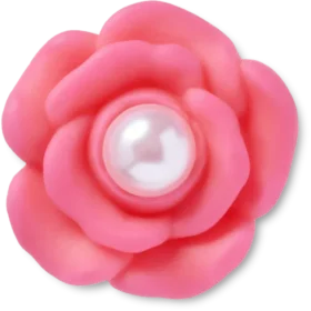 Berloques Jibbitz™ com flor rosa e pérola no centro