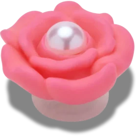 Berloques Jibbitz™ com flor rosa e pérola no centro