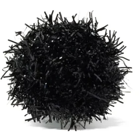 Berloques Jibbitz™ com pompom de fita preta
