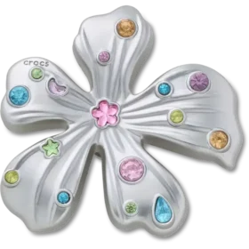Berloques Jibbitz™ de Flor em Prata com Pedras Meta