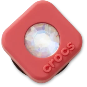 Berloques Jibbitz™ de PVC vermelho quadrado com pedra SMT