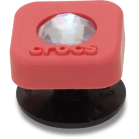 Berloques Jibbitz™ de PVC vermelho quadrado com pedra SMT