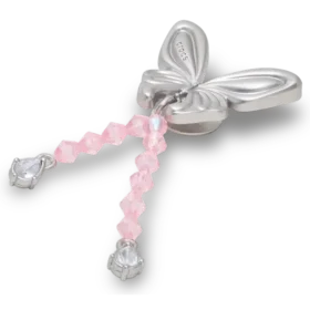 Berloques Jibbitz™ Meta Borboleta com Contas Prateadas