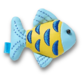 Berloques Jibbitz™ «Peixe Brilhante» em azul e dourado