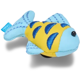 Berloques Jibbitz™ «Peixe Brilhante» em azul e dourado