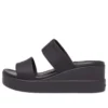 Brooklyn Double Strap Round Toe Mid Wedge Slides «Black»