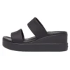 Brooklyn Double Strap Round Toe Mid Wedge Slides «Black»