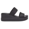 Brooklyn Double Strap Round Toe Mid Wedge Slides «Black»