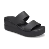 Brooklyn Double Strap Round Toe Mid Wedge Slides «Black»
