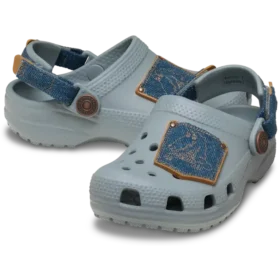 Classic Denim Clog para crianças, com tira traseira ajustável