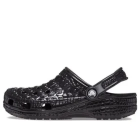 Classic Metallic Crocskin Clogs «Preto»