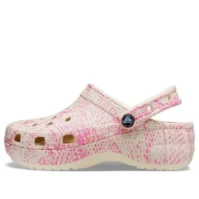 Classic Platform Clog com padrão de pele de cobra «Pink»