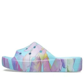Classic Slide de plataforma com estampado de palmeiras «Blue Multi-Color»