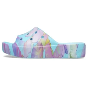 Classic Slide de plataforma com estampado de palmeiras «Blue Multi-Color»