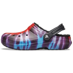 Classic Tie-Dye Stay Warm Cozy Crocs Pantufas Desportivas Unissexo Roxo Vermelho