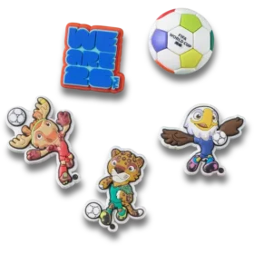Conjunto de 5 Berloques Jibbitz da Copa do Mundo da FIFA 2026