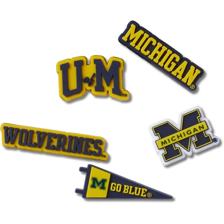 Conjunto de 5 berloques Jibbitz da Universidade de Michigan Conjunto de 5 berloques Jibbitz da Universidade de Michigan