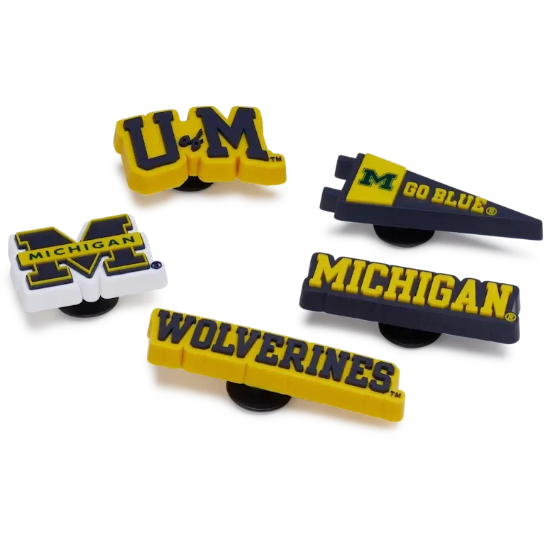 Conjunto de 5 berloques Jibbitz da Universidade de Michigan Conjunto de 5 berloques Jibbitz da Universidade de Michigan