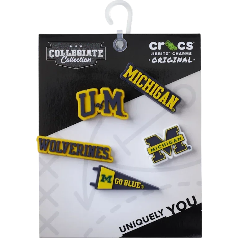 Conjunto de 5 berloques Jibbitz da Universidade de Michigan Conjunto de 5 berloques Jibbitz da Universidade de Michigan