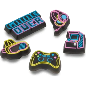 Conjunto de 5 berloques Jibbitz «Neon Gamer» que acendem