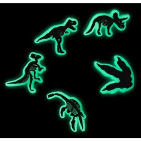 Conjunto de 5 berloques Jibbitz para sapatos «Dino» que brilham no escuro