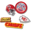 Conjunto de 5 berloques Jibbitz™ para sapatos dos Kansas City Chiefs da NFL Conjunto de 5 berloques Jibbitz™ para sapatos dos Kansas City Chiefs da NFL