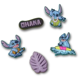 Conjunto de 5 berloques Jibbitz «Stitch Tropical»