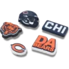 Conjunto de 5 berloques para sapatos Jibbitz™ dos Chicago Bears da NFL Conjunto de 5 berloques para sapatos Jibbitz™ dos Chicago Bears da NFL