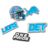 Conjunto de 5 berloques para sapatos Jibbitz™ dos Detroit Lions da NFL Conjunto de 5 berloques para sapatos Jibbitz™ dos Detroit Lions da NFL