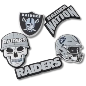 Conjunto de 5 berloques para sapatos Jibbitz™ dos Las Vegas Raiders da NFL