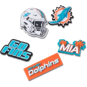 Conjunto de 5 berloques para sapatos Jibbitz™ dos Miami Dolphins da NFL