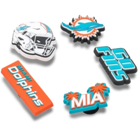 Conjunto de 5 berloques para sapatos Jibbitz™ dos Miami Dolphins da NFL