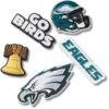 Conjunto de 5 berloques para sapatos Jibbitz™ dos Philadelphia Eagles da NFL Conjunto de 5 berloques para sapatos Jibbitz™ dos Philadelphia Eagles da NFL