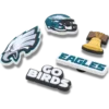 Conjunto de 5 berloques para sapatos Jibbitz™ dos Philadelphia Eagles da NFL Conjunto de 5 berloques para sapatos Jibbitz™ dos Philadelphia Eagles da NFL