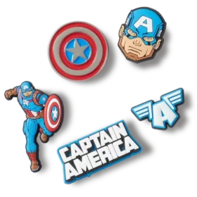Conjuntos de 5 Berloques Jibbitz Capitão América