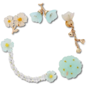 Conjuntos de 5 berloques Jibbitz™ com padrão floral delicado azul