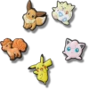 Conjuntos de 5 berloques Jibbitz™ com personagens Pokémon Conjuntos de 5 berloques Jibbitz™ com personagens Pokémon