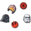 Conjuntos de 5 berloques Jibbitz™ com símbolos de Star Wars Conjuntos de 5 berloques Jibbitz™ com símbolos de Star Wars