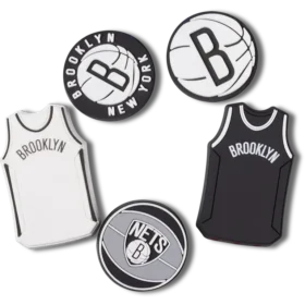 Conjuntos de 5 berloques Jibbitz™ da NBA Brooklyn Nets