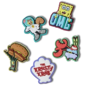 Conjuntos de 5 berloques Jibbitz do Bob Esponja