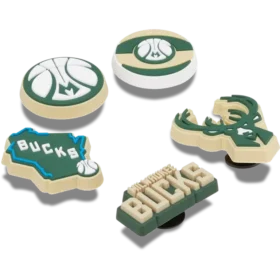 Conjuntos de 5 berloques Jibbitz dos Milwaukee Bucks da NBA