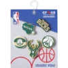 Conjuntos de 5 berloques Jibbitz dos Milwaukee Bucks da NBA Conjuntos de 5 berloques Jibbitz dos Milwaukee Bucks da NBA