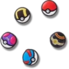 Conjuntos de 5 berloques Jibbitz™ Poke Ball Conjuntos de 5 berloques Jibbitz™ Poke Ball