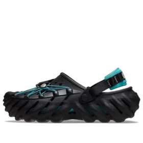 Echo Clog com atacadores refletores «Preto e azul-petróleo»