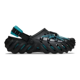Echo Clog com atacadores refletores «Preto e azul-petróleo»
