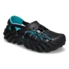 Echo Clog com atacadores refletores «Preto e azul-petróleo»